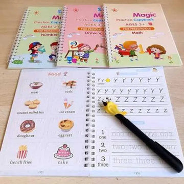 Magic Practice Copybook Set (4 Books + 10 Refills) – Reusable Handwriting Workbook for Kids Learning & Writing