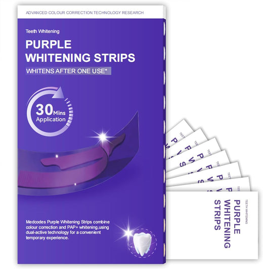 Purple Teeth Whitening Strips (Pack of 7) – Easy At-Home Stain Removal for a Brighter Smile