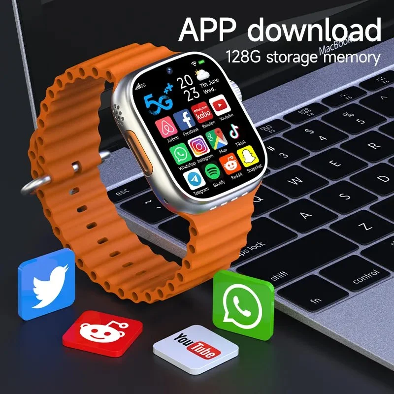 64 Gb Pendrive With T8000 Smart Watch (Silver & Orange, Set of 2)